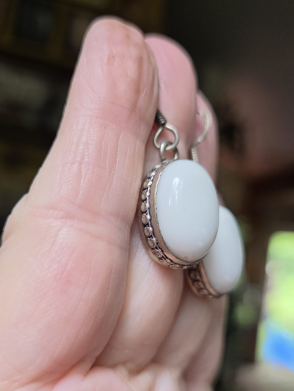 White Coral Natiral Sterling Earrings - Picture 4 of 7